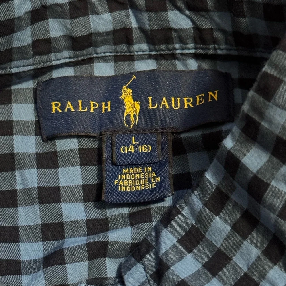Ralph Lauren Kids Blue and Black Plaid Shirt